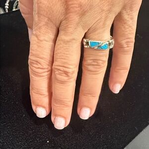Sterling Silver and Blue Turquoise Women's Ring